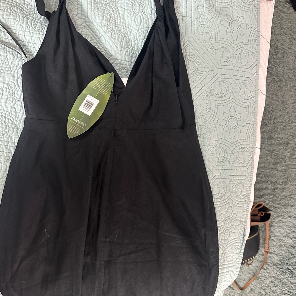 FARM Rio Black Mini Dress with White Floral Detail - Picture 2 of 12